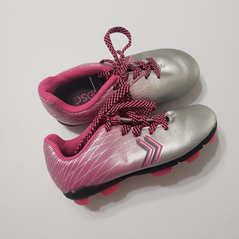 DSC Pink Metallic Girls Soccer Shoes‎ Lace Up Size 9 Sports Round Toe